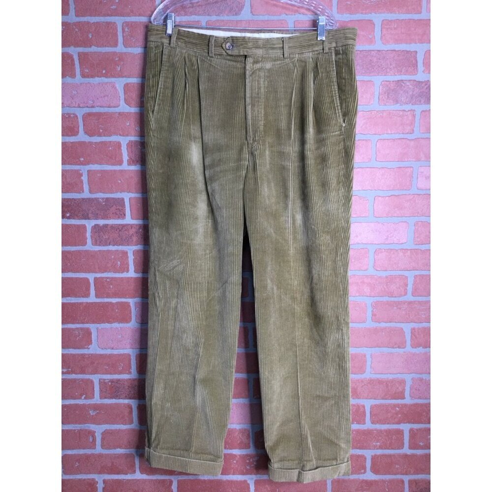 Vintage Burberrys Mens Corduroy Dress Pants Pleated Front Pockets Cuffed Size 35